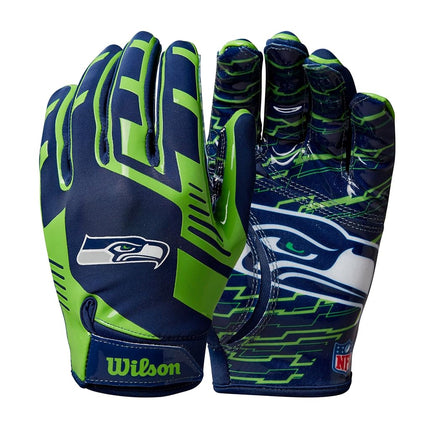 Guantes de fútbol americano elásticos Wilson NFL - Juvenil, Seattle Seahawks