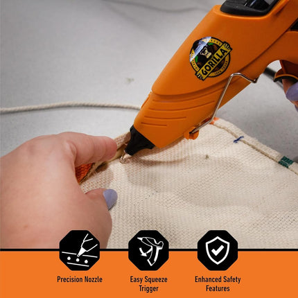 Gorilla 104987 Full Size Hot Glue Gun and Sticks, Gun & Glue, Orange