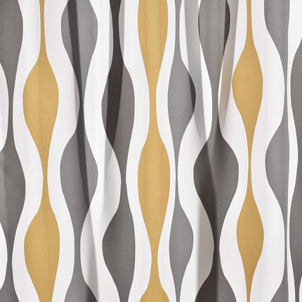 Lush Decor Mid Century Geo Room Darkening Window Curtain Panel Pair, 52" W x 63" L, Gold & Gray