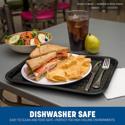 Carlisle FoodService Products Cafe Fast Food Cafeteria Tray with Patterned Surface for Cafeterias, Fast Food, and Dining Room, Plastic, 13.87 x 10.75 x 0.79 Inches, Gray