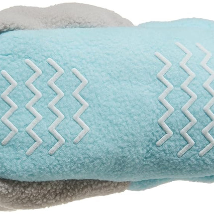 Hudson Baby Kids' Cozy Fleece Booties with Non Skid Bottom, 2 Pack, Mint/Gray, 2T