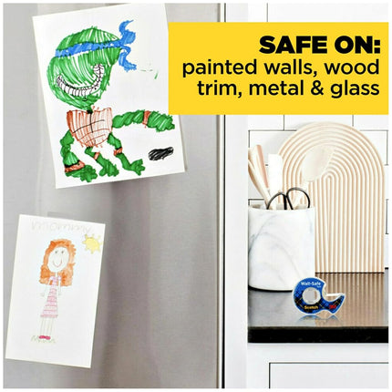 Scotch Wall-Safe Tape, 2 Dispensered Rolls, Sticks Securely, Removes Cleanly, Invisible, Designed for Displaying, Photo Safe, 3/4 in x 600 in (183-DM2)