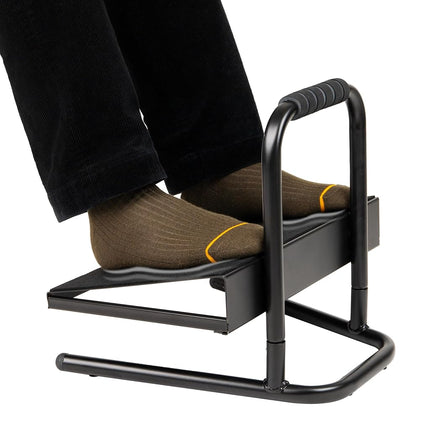 Mind Reader Foot Rest, Foot Stool, Under Desk at Work, Ergonomic, Adjustable, Office, Metal, 15" L x 14.25" W x 14.5" H, Black