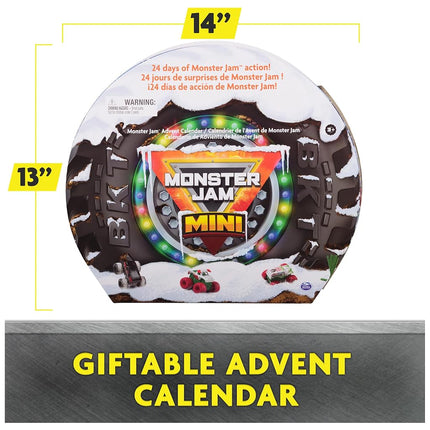 Calendario de Adviento de Navidad Monster Jam Mini, 24 días de mini Monster Trucks y accesorios, escala 1:87, juguetes para niños y niñas de 3 años en adelante