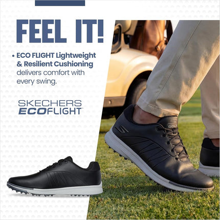 Skechers Men's Tempo Spikeless Waterproof Lightweight Golf Shoe, Black/Grey, 10 Wide