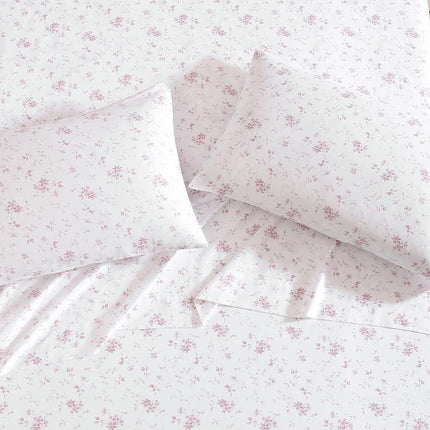 Laura Ashley Home - Sateen Collection - 2pc Pillowcase Set - 100% Cotton, Silky Smooth & Luminous Sheen, Wrinkle-Resistant Bedding, Garden Muse Pink, Standard