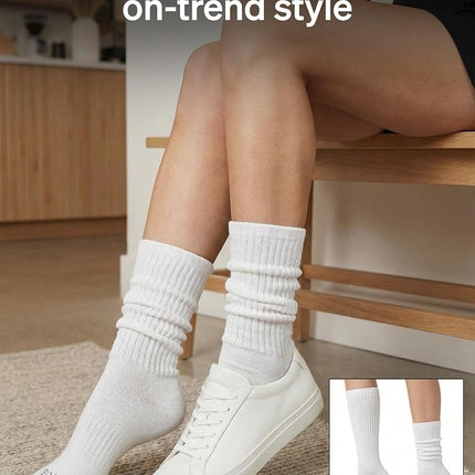 HUE Women's Slouch Sock 3 Pair Pack, White/White/White, One Size (Pack of 3)