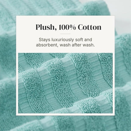 Pacific Coast Textiles 6 Pc Yarn Dyed Towel Oxford Aqua, 6-Piece, 40.6 x 25.4 x 12.7 cm