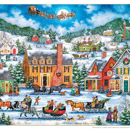 MasterPieces Seasonal Holiday Jigsaw Puzzle, Christmas Eve Fly By, Featuring Art by Bonnie White, 1000 Pieces