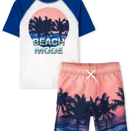 The Children's Place Ensemble de bain (Haut et short) pour garçon, motif "Beach Mode", taille M