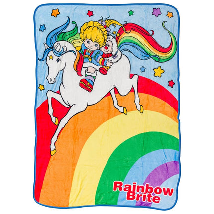 Silver Buffalo Rainbow Brite Screen Print Flannel Raschel Throw Blanket Featuring Rainbow Brite, Starlite, and Twink, 45" x 60"
