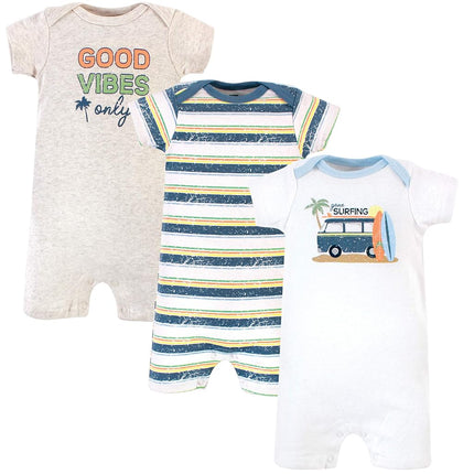 Hudson baby Unisex Baby Cotton Rompers, Gone Surfing, 6-9 Months