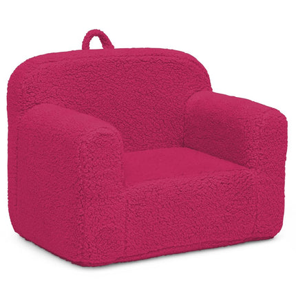 Delta Children Sherpa Cozee Chair - Foam Kids Chair for Ages 18 Months and Up, Hot Pink