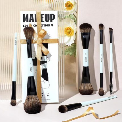 Jessup Makeup Brush Set 6pcs Double Sided Makeup Brushes for Face Eye T501
