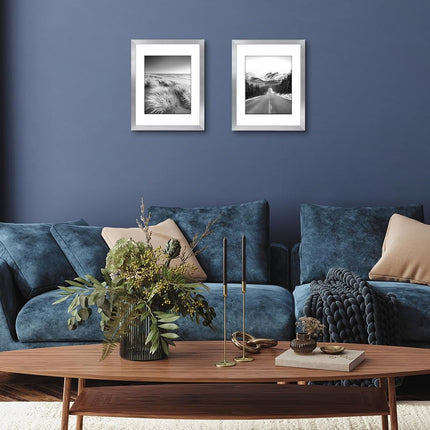 Americanflat Silver 11x14 Picture Frame Set of 2 with Polished Plexiglass and Classic Design for Wall Display