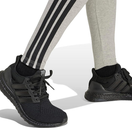 adidas Women's Essentials 3-Stripes Cotton Leggings, Medium Grey Mottled/Black, XXL