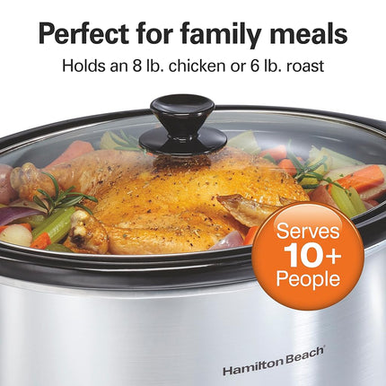 Hamilton Beach Programmable Countdown 8 Quart Slow Cooker, Chrome/Black,33480
