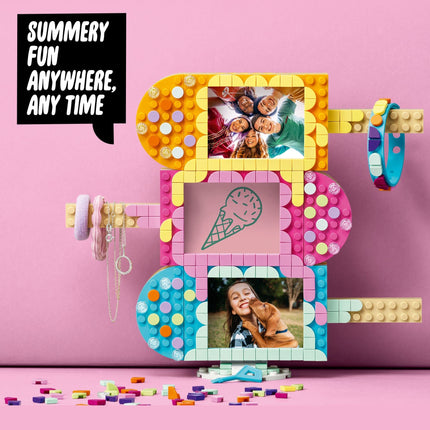LEGO DOTS Marcos de Fotos y Pulsera Helado 41956, Set de Juguete de Construcción de Manualidades para Niñas, Niños y Pequeños de 6+ Años; Kit Soporte Personalizable para Fotos o Joyas (474 Piezas)