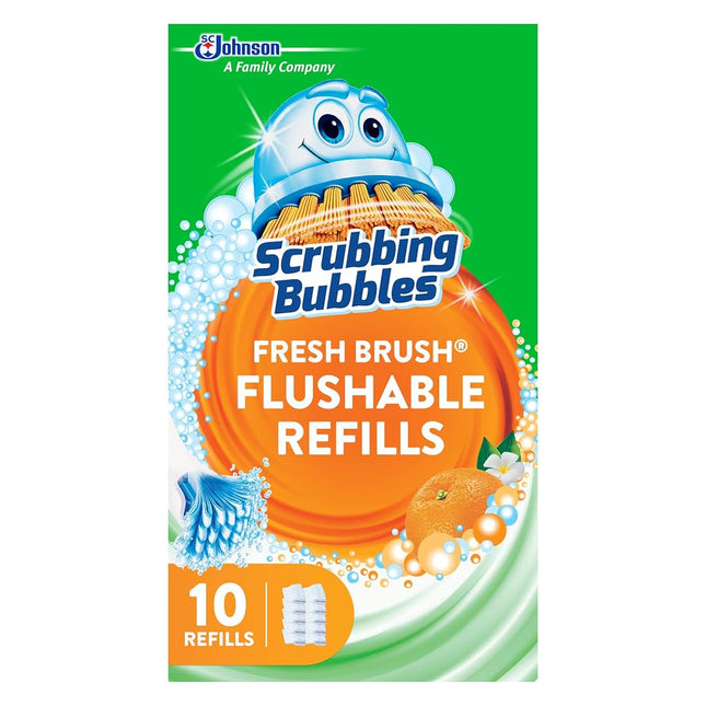 Scrubbing Bubbles Fresh Brush Toilet Cleaning System, Flushable Refill, 10 ct