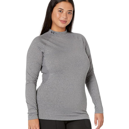 Camiseta de cuello alto Under Armour Authentics para mujer, carbón claro jaspeado (019)/negro, extrachica