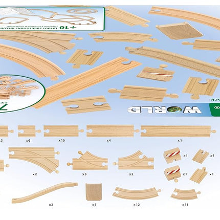 BRIO World Deluxe Track Pack for Kids, 70 Piece Wooden Railway Track Expansion Set, Ages 3 Years and Up