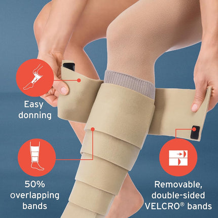 FarrowWrap Basic para pierna, color tostado con calcetín de compresión, BSN Jobst FarrowMed (regular, pequeña)