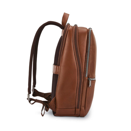 Mochila delgada clásica de cuero Samsonite, Coñac, Talla única, Mochila delgada clásica de cuero
