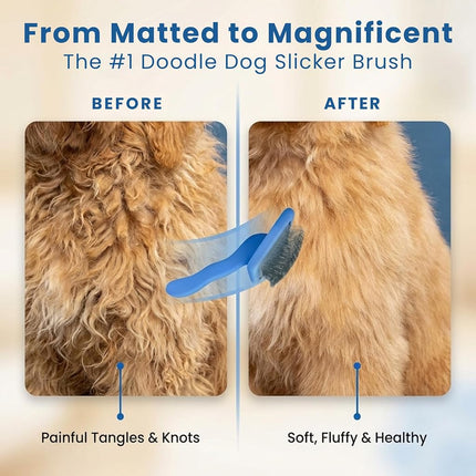 We Love Doodles - Slicker Brush for Medium or Long Haired Dogs - Best Brush for Doodles - Long Pin, Blue