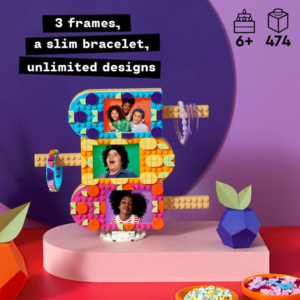 LEGO DOTS Marcos de Fotos y Pulsera Helado 41956, Set de Juguete de Construcción de Manualidades para Niñas, Niños y Pequeños de 6+ Años; Kit Soporte Personalizable para Fotos o Joyas (474 Piezas)