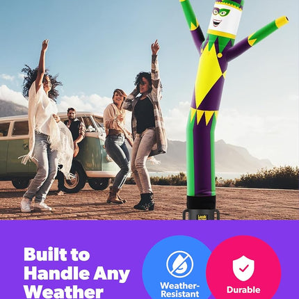 LookOurWay Air Dancers Inflatable Tube Man Set - 7ft Tall Wacky Waving Inflatable Dancing Tube Guy with Weather Resistant Blower- Mardi Gras Themed - Jester