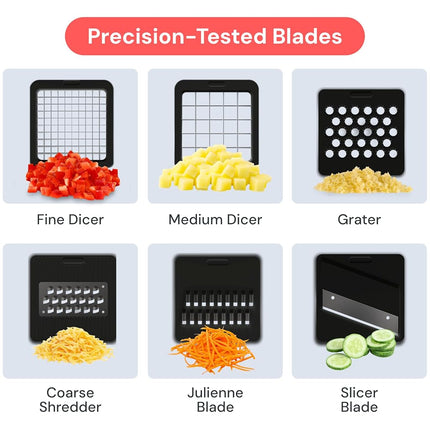 fullstar Vegetable Chopper - Cutter, Food Chopper, Veggie Onion with Container, Slicer, Mandoline Slicer 6 Inserts, Gray (FSCH0051)