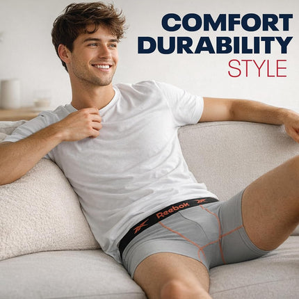 Reebok Men's Active Underwear - Sport Soft Performance Boxer Briefs (4 Pack), Size Large, All Black