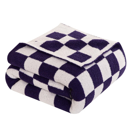 Elegant Comfort Checkered Throw Blanket, Purple Su