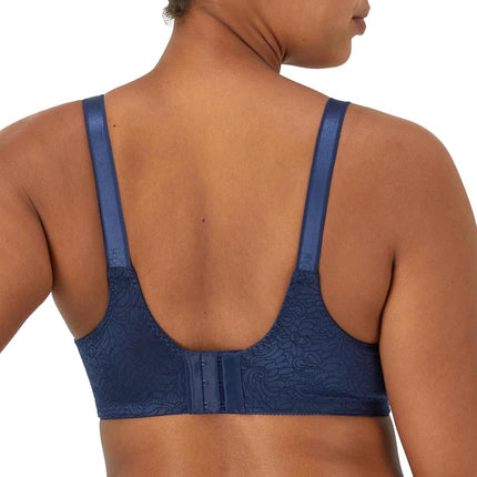 Bali Women's Double Support Wireless, Lace Bra with Stay-in-Place Straps, Full-Coverage, in the Navy, 36D