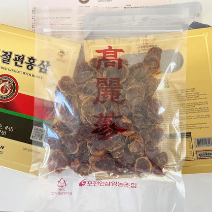 Pocheon 300g(10.6oz) 6Years Sliced Korean Panax Red Ginseng Roots with Honey, Saponin
