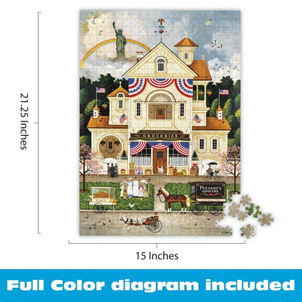 Buffalo Games - Charles Wysocki - Lady Liberty's Independence Day Enterprising - 500 Piece Jigsaw Puzzle for Adults Challenging Puzzle - Finished Size 21.25 x 15.00