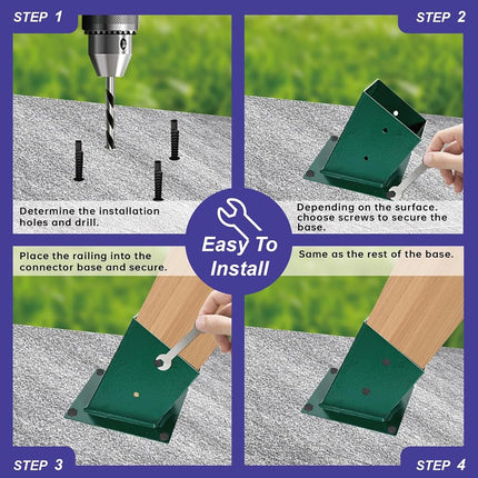 A-Frame Swing Set Brackets - DIY Swing Set Bracket for 4x4 Legs & 4x6 Beam, Installed on Wooden or Concrete Floors, Green (1 Middle Bracket +2 Bases)