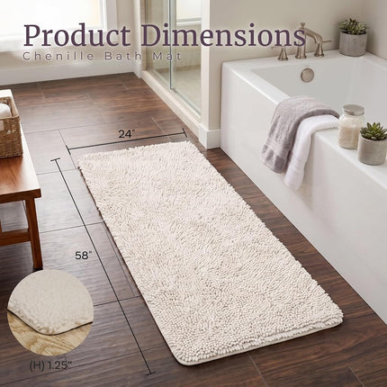 Bedford Home Memory Foam Shag Bath Mat 2-Feet by 5-Feet, White