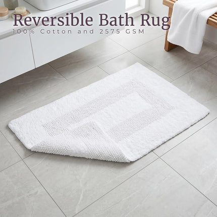 Bedford Home 100 Percent Cotton 2 Piece Reversible Rug Set - White