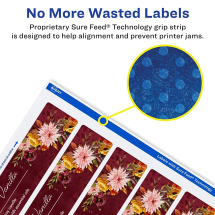 Avery Matte White Rectangle Labels with Sure Feed, 8" x 3.5", 500 Matte White Printable Labels