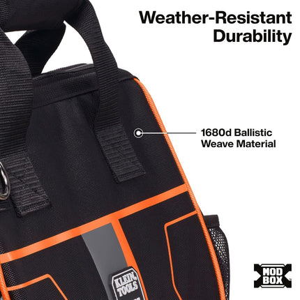 Klein Tools 62203MB MODbox Tool Bag, Part of the MODbox Mobile Workstation, 28 Pockets for Maximum Tool Storage, Internal Headlamp Bracket