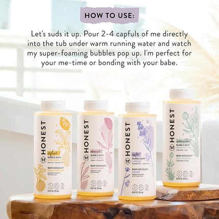 Honest Calming Lavender Hypoallergenic Bubble Bath with Naturally Derived Botanicals, Dreamy Lavender, 12 Fluid Ounce