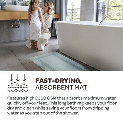 Bedford Home 100 Percent Cotton Reversible Long Bath Rug - Seafoam - 24x60