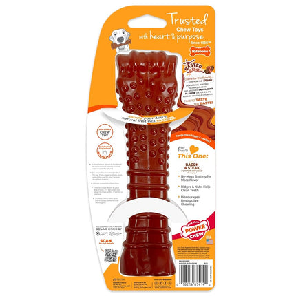 Nylabone Basted Blast Textured Bone Power Chew Toy for Dogs, Dog Toys for Aggressive Chewers, Bacon and Steak Flavor, X-Large - 50+ lbs, 1 Count