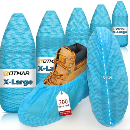 200 Pack XL Non-Slip Disposable Shoe Covers Blue f