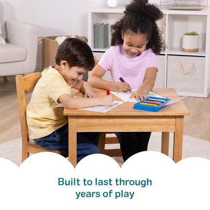Melissa & Doug Solid Wood Table and 2 Chairs Set - Light Finish Furniture for Playroom