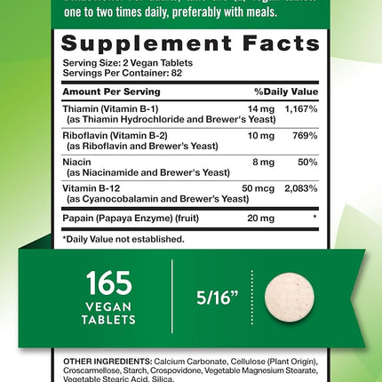 Vitamin B Complex | Plus B12 | 165 Tablets | Vegetarian, Non-GMO & Gluten Free | by Nature's Truth