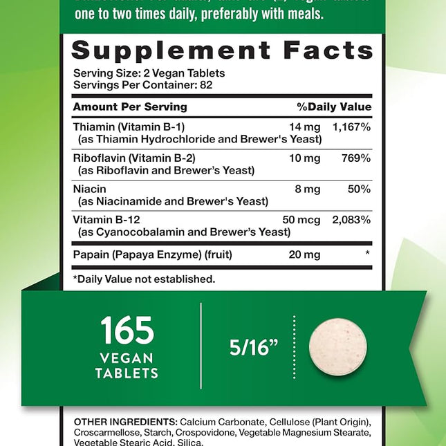 Vitamin B Complex | Plus B12 | 165 Tablets | Vegetarian, Non-GMO & Gluten Free | by Nature's Truth