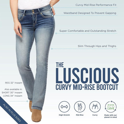 WallFlower Jeans Women's Short Inseam Luscious Curvy Bootcut Jeans, Jenna, 5
