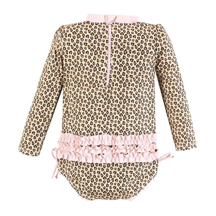 Traje de baño tipo camiseta de manga larga para bebé niña Hudson Baby, Leopardo, 18-24 meses